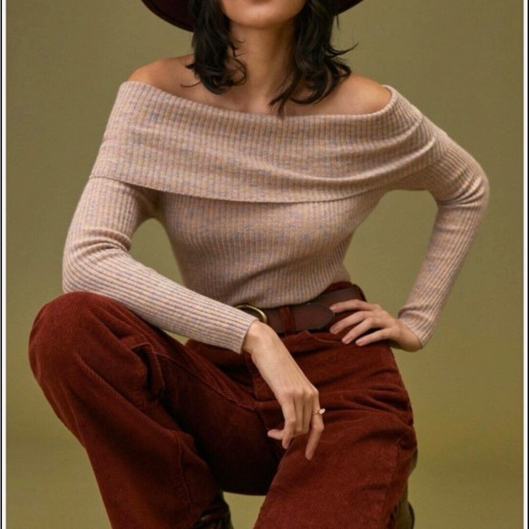 Maeve Anthropologie Off-the-Shoulder Cashmere Sweater - XS - Picture 3 of 7